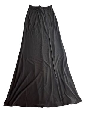Xscape Solid Black Formal Long Maxi Skirt with High Slit Size 0 Minimalist